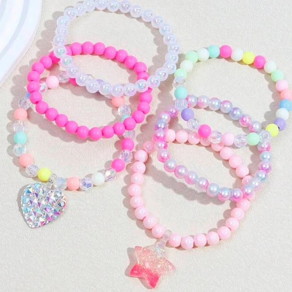 💖⚪️🟣⚪️ COLORFUL KIDS BEADED 6 BRACELET SET❗️⚪️🟣⚪️💖